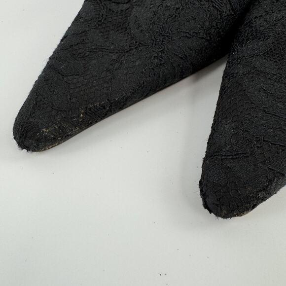 Isaac Mizrahi Black Lace Heels Sling Back Pointed Toe Women's Size 10 B Flat bow - Picture 11 of 12